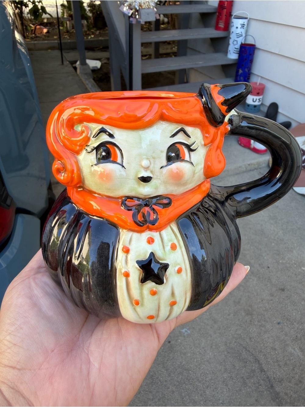 Johanna Parker Witch Mug- Orange and Black Holiday Decor